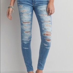 American Eagle Hi Rise distressed jeggings